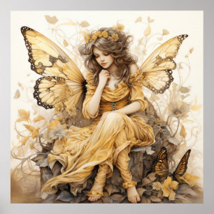 Gorglig Gult Fantasy Fairy Poster