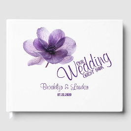 Gorglig Lila Flower Bröllop Guest Bok