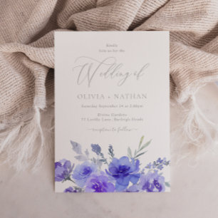 Gorglig Lila Lavender Violet Blommigt Bröllop Inbjudningar