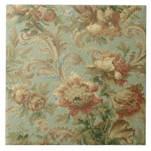 Gorglig Old World Antique Blommigt Faux Struktur Kakelplatta