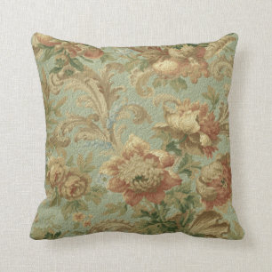 Gorglig Old World Antique Blommigt Faux Struktur Kudde