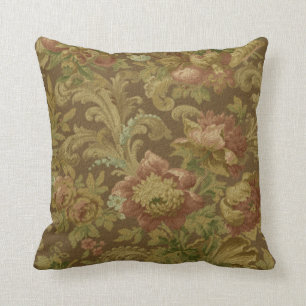 Gorglig Old World Antique Blommigt Faux Struktur Kudde