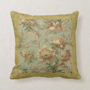 Gorglig Old World Antique Blommigt Faux Struktur Kudde