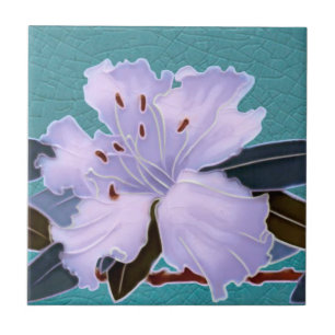 Gorglig Rhododendron Art nouveau Gräns Repro Kakelplatta