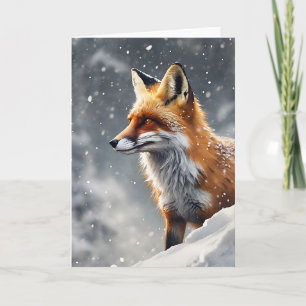 Gorglig rödräv i fallande Snö Blank Kort