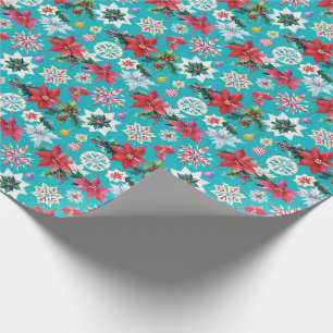 Gorglig Roligt jul Mönster på turkos Blue Presentpapper