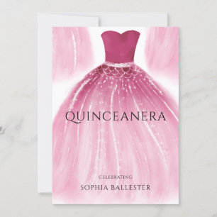 Gorglig Rosa Quinceanera Dress Gown Party Inbjudningar