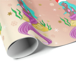 Gorglig sjöjungfru-snöflake mönster guld presentpapper