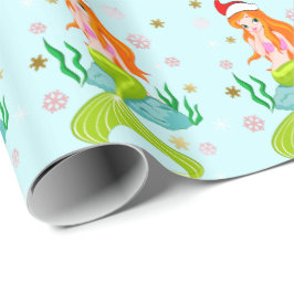 Gorglig sjöjungfru-snöflake mönster guld presentpapper