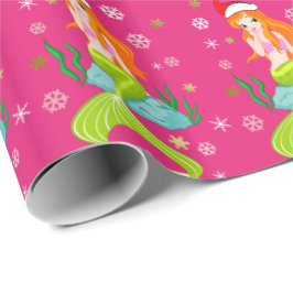 Gorglig sjöjungfru-snöflake mönster guld presentpapper