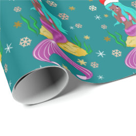 Gorglig sjöjungfru-snöflake mönster guld presentpapper