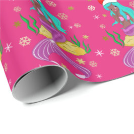 Gorglig sjöjungfru-snöflake mönster guld presentpapper