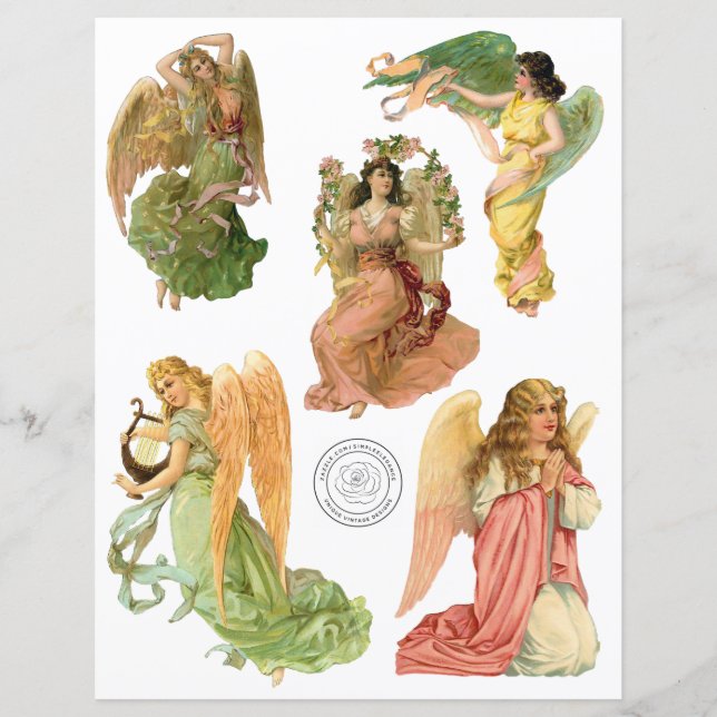 Gorglig Vintage Änglar Fussy klippbok Papper (Framsida)