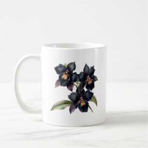 Gorglig vintage, torkad och svart orkidé kaffemugg