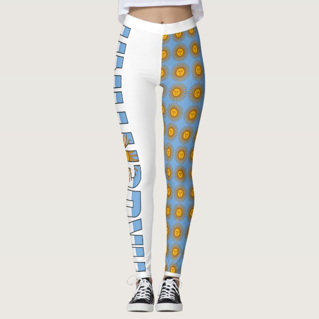 Gorgligt Argentina Flagga och Sol Leggings (Framsida)