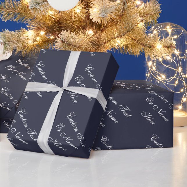 Gorgligt Bläck Blue Indigo & White Custom Name, Te Presentpapper (Helgdagar)