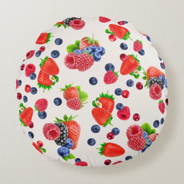 Gorgligt blandat berries Round Pillow Rund Kudde (Framsidan)