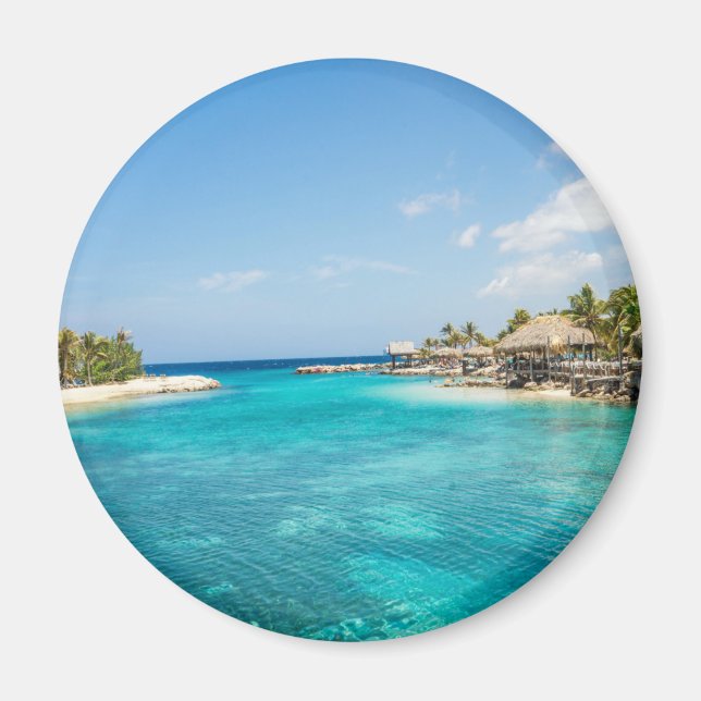 Gorgligt blått tropiskt block med tunna huts magnet (Framsidan)