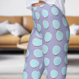 Gorgligt Blue och Blue Bell Polka Dot Mönster Leggings