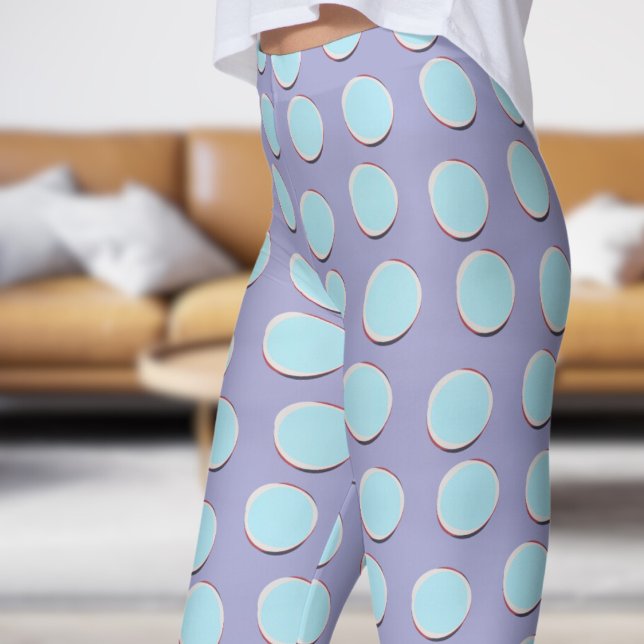 Gorgligt Blue och Blue Bell Polka Dot Mönster Leggings (Gorgeous Blue and Blue Bell Polka Dot Pattern Leggings)