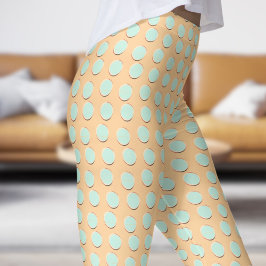 Gorgligt Blue och Burlywood Polka Dot Mönster Leggings