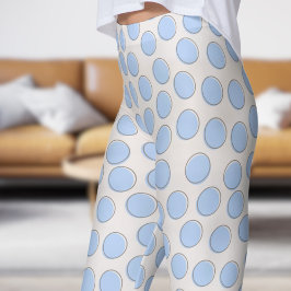 Gorgligt Blue och Snö White Polka Dot Mönster Leggings