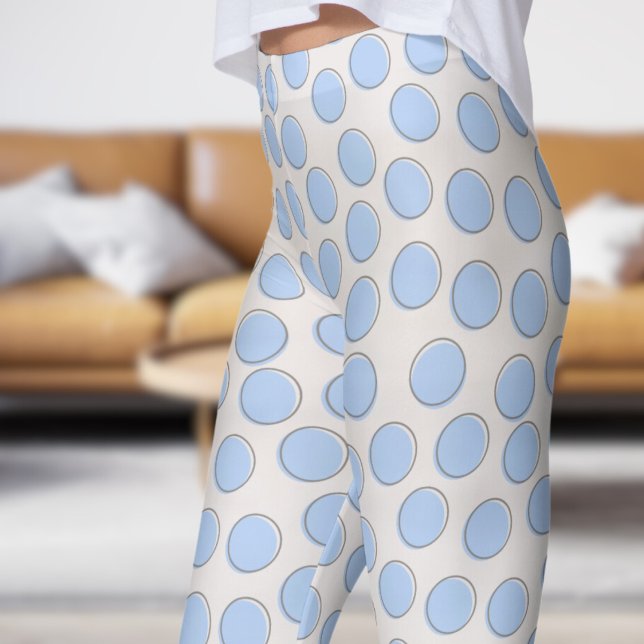 Gorgligt Blue och Snö White Polka Dot Mönster Leggings (Gorgeous Blue and Snow White Polka Dot Pattern Leggings)