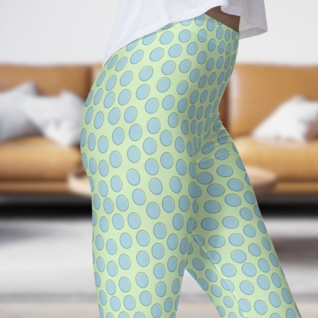 Gorgligt Blue och Tea Grönt Polka Dot Mönster Leggings (Gorgeous Blue and Tea Green Polka Dot Pattern Leggings)