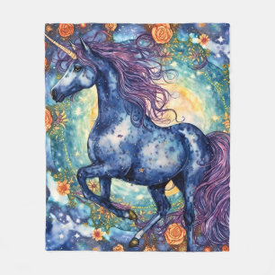 Gorgligt Blue Unicorn Fleecefilt