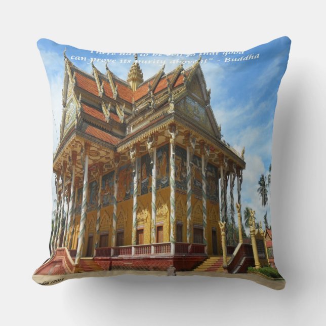 Gorgligt Buddhist Temple & Proverb Dekorativ kudde (Framsida)