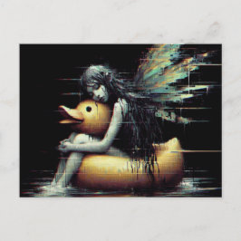 Gorgligt Fairy sover på gummi anka flyter glitch Vykort