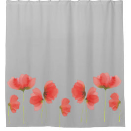 Gorgligt grått- och rödblommigt-duschgardiner