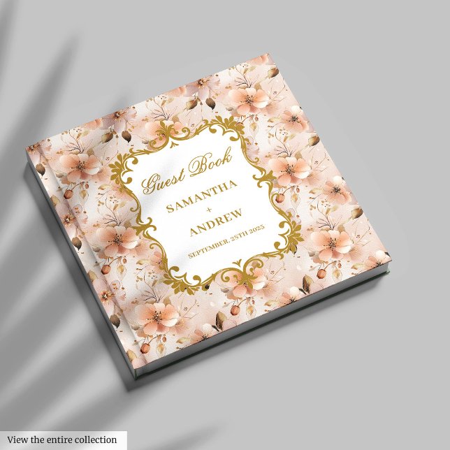 Gorgligt  Guest Bok för gäster vid Guld Bröllop (Gorgeous Blush Gold Wedding Guest Book for Guests)