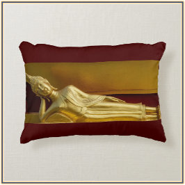 Gorgligt Guld och Mörk Red Reclining Buddha Prydnadskudde