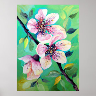 Gorgligt japanskt Sakura Cherry Träd Flowers Poster