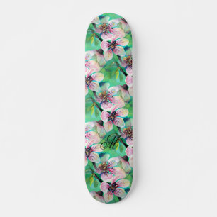 Gorgligt japanskt Sakura Cherry Träd Monogram Mini Skateboard Bräda 18,5 Cm
