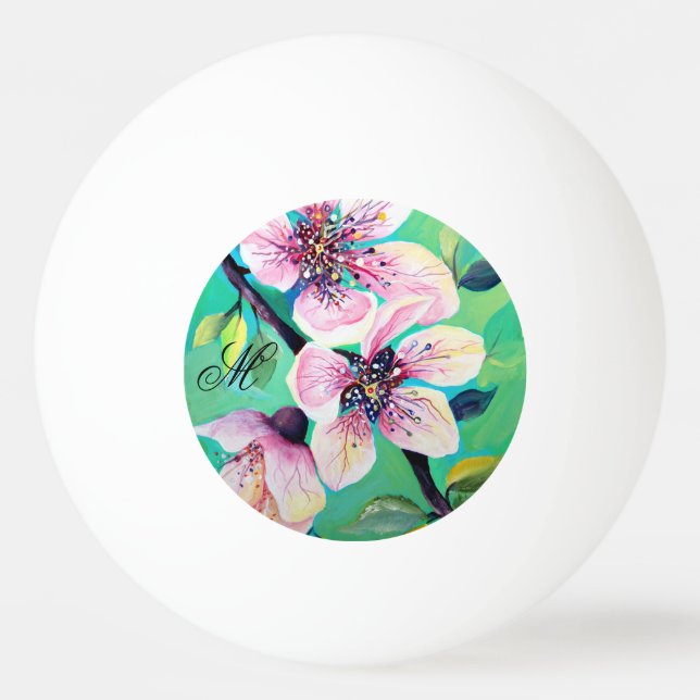 Gorgligt japanskt Sakura Cherry Träd Monogram Pingisboll (Framsidan)