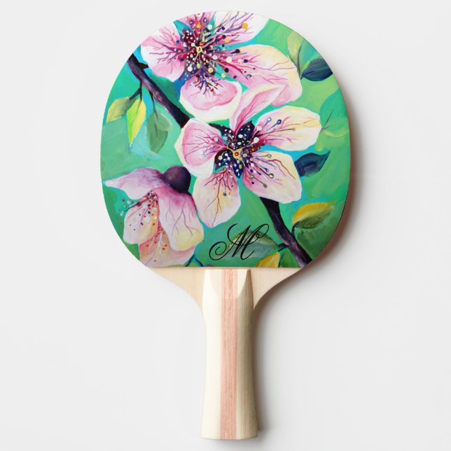 Gorgligt japanskt Sakura Cherry Träd Monogram Pingisracket (Framsidan)