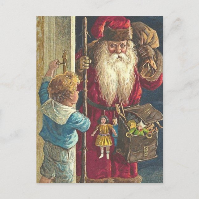 Gorgligt julkort Viktorian Santa PostCard Helg Vykort (Framsida)