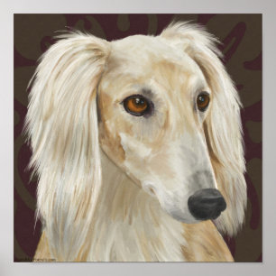 Gorgligt lätt Päls Saluki-Hund på brunt underlag Poster