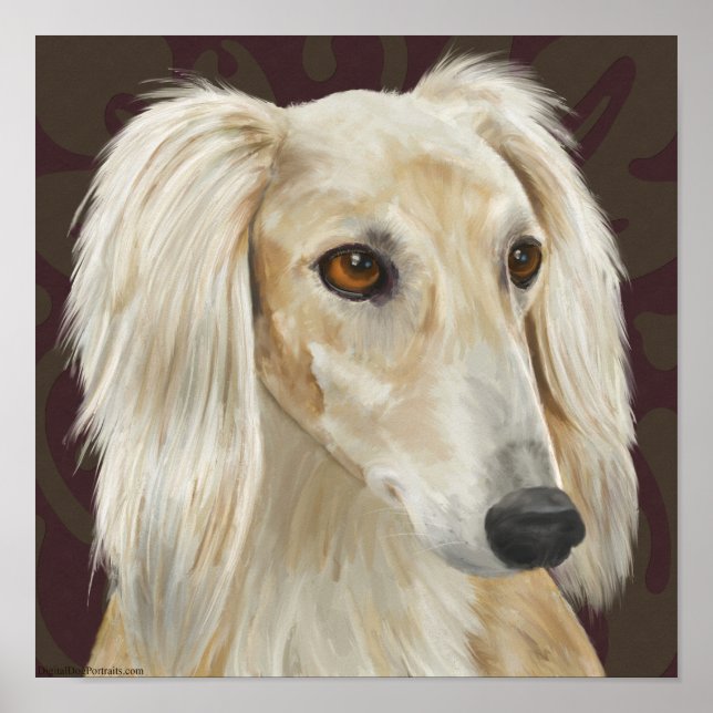 Gorgligt lätt Päls Saluki-Hund på brunt underlag Poster (Framsidan)