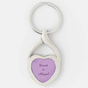 Gorgligt Lila par i Kärlek Twisted Heart Silverfärgad Nyckelring