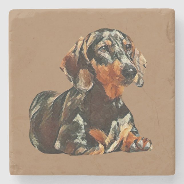 Gorgligt målat Dachshund Marble Underlägg (Framsidan)