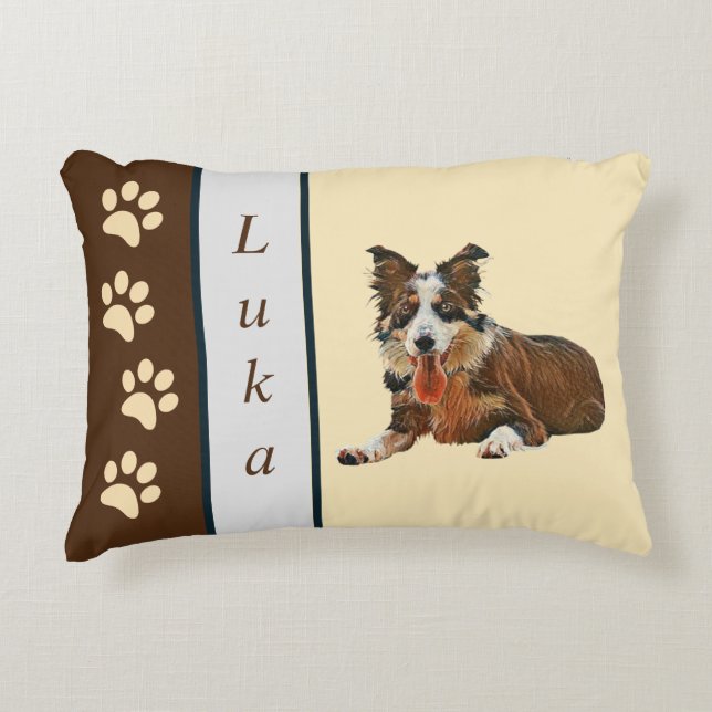 Gorgligt målat Gräns Collie accent Pillow Prydnadskudde (Framsidan)