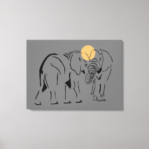 Gorgligt minimalistiskt Elephant Wrapped Canvas Ar