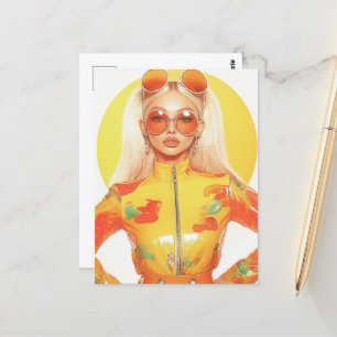 Gorgligt Retro Blond Woman Two Sunglasses 0n Vykort