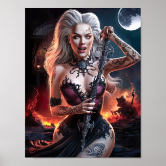 Gorgligt sexy Dam Vampyre Witch Poster konst