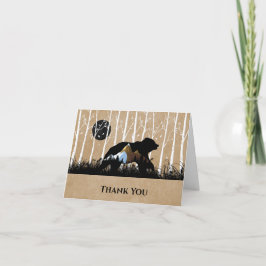 Gorgligt Silhouette Birch Träd/Bear-tack-kort Tack Kort