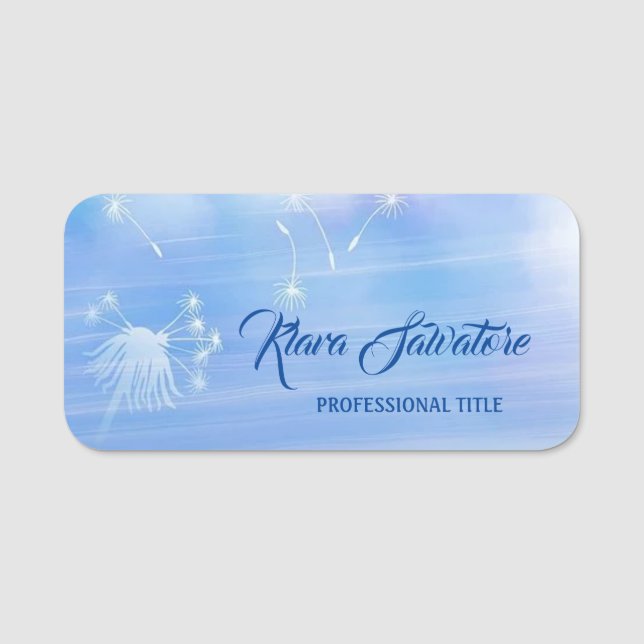 Gorgligt sötat Fantastisk Blue Dandelion Namnbricka (Framsida)