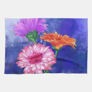 Gorgligt tre Färg-Gerberas - Miged Teckning Art Kökshandduk